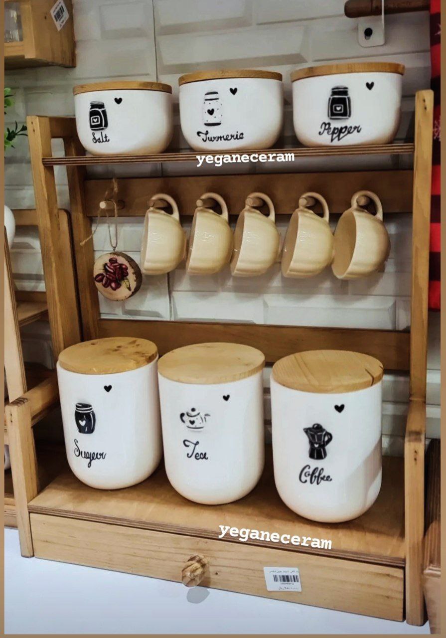 فقط ست پاسماوری و جا ادویه سرامیکی طرح برجسته