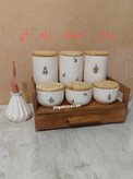 تصویر محصول ست شش تیکه پاسماوری و جا ادویه سرامیکی طرح درخت آبی