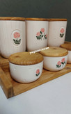 ست شش تیکه پاسماوری و جا ادویه سرامیکی با استند پله ای